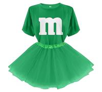 M Letter Halloween T-Shirt Tutu Skirts, Team Group T-Shirt, Funny Costumes for Parties, Green