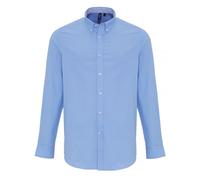 (M, Light Blue) Premier Mens Cotton Rich Oxford Stripe Shirt
