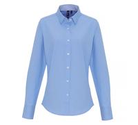 (M, Light Blue) Premier Womens/Ladies Cotton Rich Oxford Stripe Blouse