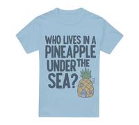 (M, Light Blue) SpongeBob SquarePants Mens Pineapple Under The Sea T-Shirt
