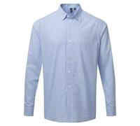 (M, Light Blue/White) Premier Mens Maxton Checked Long-Sleeved Shirt