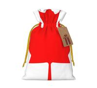M Linen Christmas Wrap Gift Bags, Canadian flag Print Drawstring Gift Bags, for Xmas Thanksgiving, Present Decor