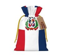 M Linen Christmas Wrap Gift Bags, Dominican Republic Print Drawstring Gift Bags, for Xmas Thanksgiving, Present Decor