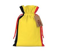M Linen Christmas Wrap Gift Bags, Flag of Belgium Print Drawstring Gift Bags, for Xmas Thanksgiving, Present Decor