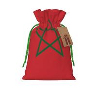 M Linen Christmas Wrap Gift Bags, Flag of Morocco Print Drawstring Gift Bags, for Xmas Thanksgiving, Present Decor