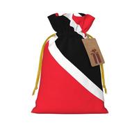 M Linen Christmas Wrap Gift Bags, Flag of Trinidad and Tobago Print Drawstring Gift Bags, for Xmas Thanksgiving, Present Decor