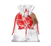M Linen Christmas Wrap Gift Bags, Retro Canada Flag Print Drawstring Gift Bags, for Xmas Thanksgiving, Present Decor