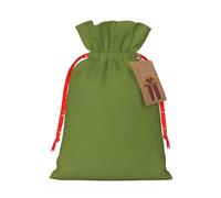 M Linen Christmas Wrap Gift Bags, Solid dark green Print Drawstring Gift Bags, for Xmas Thanksgiving, Present Decor