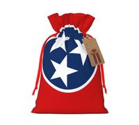 M Linen Christmas Wrap Gift Bags, Tennessee State Flag Print Drawstring Gift Bags, for Xmas Thanksgiving, Present Decor