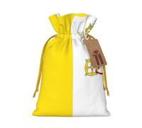 M Linen Christmas Wrap Gift Bags, Vatican flag Print Drawstring Gift Bags, for Xmas Thanksgiving, Present Decor