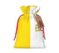 M Linen Christmas Wrap Gift Bags, Vatican flag Print Drawstring Gift Bags, for Xmas Thanksgiving, Present Decor