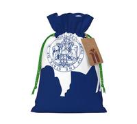 M Linen Christmas Wrap Gift Bags, Wyoming State Flag Print Drawstring Gift Bags, for Xmas Thanksgiving, Present Decor