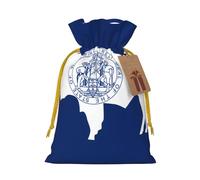 M Linen Christmas Wrap Gift Bags, Wyoming State Flag Print Drawstring Gift Bags, for Xmas Thanksgiving, Present Decor