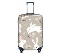 M Luggage Cover Protector - Fashionable Easter Bunny Floral Print Suitcase Cover, Aesthetic Travel Accessories, Invisible Zipper