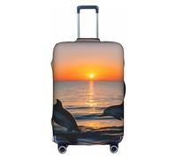M Luggage Cover Protector - Fashionable Sunset Dolphins Print Suitcase Cover, Aesthetic Travel Accessories, Invisible Zipper