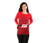M.M.C. Love - Women's Maternity Funny Baby Print Tee T-Shirt Top - Longsleeve (Red, X-Large)