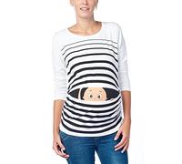 M.M.C. Love - Women's Maternity Funny Baby Print Tee T-Shirt Top - Longsleeve (White, Large)