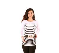 M.M.C. Love - Women's Maternity Funny Baby Print Tee T-Shirt Top - Longsleeve (White, X-Large)