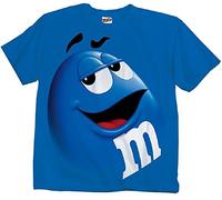 M&M Candy Blue Silly Character Face Youth T-Shirt (Youth Medium)