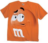 M&M Candy Orange Silly Character Face Youth T-Shirt (Youth Large)