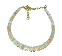 M.M International 3x7 MM 23.45 Cts Natural Ethiopian Opal Welo Fire Rondelle Bead Bracelet, gift for her, Gift for women