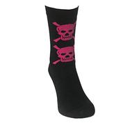 M MACAHEL LADIES MAN UNISEX SKULL CROSSBONE HALLOWEN GOTHIC STYLE ANKLE SOCKS (Fuchsia, 4-8/37-42 Ladies)