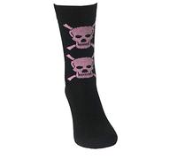 M MACAHEL LADIES MAN UNISEX SKULL CROSSBONE HALLOWEN GOTHIC STYLE ANKLE SOCKS (Pink, 6-11/39-45 Mens)