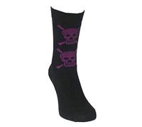 M MACAHEL LADIES MAN UNISEX SKULL CROSSBONE HALLOWEN GOTHIC STYLE ANKLE SOCKS (Purple, 4-8/37-42 Ladies)