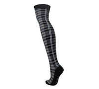 M MACAHEL Ladies Over The Knee Tartan Socks (Grey Tartan)