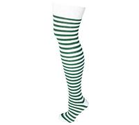 M MACAHEL Ladies Thin Stripe Over The Knee Assorted Colour Socks Size 4-8 (White & Green)