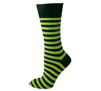 M MACAHEL Mens Thin Striped Cotton Rich Ankle Socks Size 6-11 (Black & Lime)