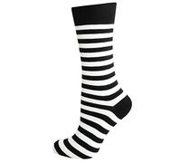 M MACAHEL Mens Thin Striped Cotton Rich Ankle Socks Size 6-11 (Black & White)