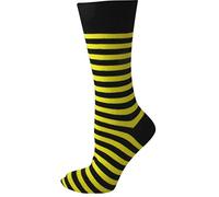 M MACAHEL Mens Thin Striped Cotton Rich Ankle Socks Size 6-11 (Black & Yellow)