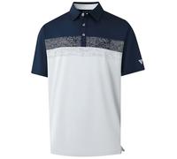 M MAELREG Golf Shirts for Men Dry Fit Performance Chest Print Color Block Moisture Wicking Casual Short Sleeve Polo Shirts, A- Navy/Glacier Grey, Large