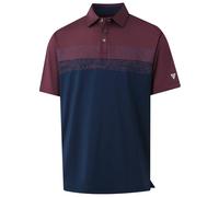 M MAELREG Golf Shirts for Men Dry Fit Performance Chest Print Color Block Moisture Wicking Casual Short Sleeve Polo Shirts, A- Burgundy/Navy, 3XL