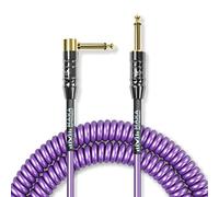 M MAKA Premium Guitar Coil Cable 30 Feet, Instrument Coiled Curly Cord for Guitar Bass, 1/4 inch Right Angle to Straight, Purple