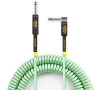 M MAKA Premium Guitar Coil Cable 30 Feet, Instrument Coiled Curly Cord for Guitar Bass, 1/4 inch Right Angle to Straight.