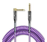 M MAKA Premium Guitar Coil Cable 40 Feet, Instrument Coiled Curly Cord for Guitar Bass, 1/4 inch Right Angle to Straight, Purple