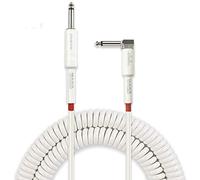 M MAKA Premium Guitar Coil Cable 40ft Electric Guitar Bass, 1/4" Right Angle to Straight, White