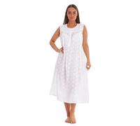 (M) Malay Women Victorian Designer Nightdress White Sleeveless Pure 100%Cotton Embroidered
