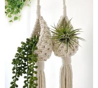 M MANUAL 2 Pack 23.6" L Macrame Air Plants Holder Macrame Plant Hangers Air Plants Hanging Basket Fern Macrame Plant Hanger for Indoor Outdoor Home Decor-No Green Plants