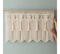 M MANUAL Macrame Wall Hanging Boho Woven Tapestry Valance Window Kitchen Macrame Curtain Door Divider Decoration Bedroom Home Macrame Curtains 55.1" Wx23.6 L