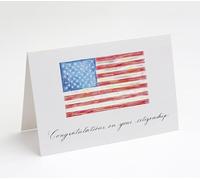 M Market On Mainstreet Citizenship Congratulations Card, Hand Drawn American Flag Art Print, Includes Premium Envelope, 5x7 (when folded), Made in USA