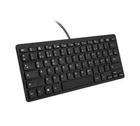 M MC Saite MCSaite Wired Mini Black Keyboards - Splashproof, Mini Keyboard without Number Pad, Ergonomic Compact Design for Windows PC Desktops, Laptop (QWERTZ German)