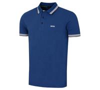 (M, Medium Blue) Hugo Boss Mens 2026 Paddy Stripe Collar Cotton Breathable Golf Polo Shirt