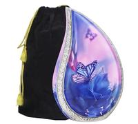 M MEILINXU Blue Cremation Urns, Human Urns for Ashes, Large Tear Drop | Butterfly Urn for a Mother or Father, Suitable for Funeral Services and Burial or Memorial Display at Home or in a Niche
