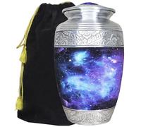 M MEILINXU Blue Urns for Human Ashes, Large Cosmic Galaxy Urn for Adult Men | Cosmic Urn for Women, Blue Cremation Urn Suitable for Funeral Services and Burial or Memorial Display at Home or in a Niche