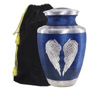 M MEILINXU Blue Urns, Funeral Urns for Human Ashes Adult Man, Angel Wings | Cremation Urn for Women, Burial Urn for Adult Human Ashes, Memorial Services, Cemetery Interment or Remembrance at Home