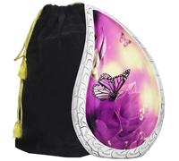 M MEILINXU Cremation Urns for Human Ashes Adult Female & Male, Funeral Urn for Ashes for Women & Man, Teardrop Decorative Cremation Container, Dad or Mom, Purple Flower and Butterfly -Large Tear Drop