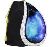 M MEILINXU Cremation Urns for Human Ashes Adult Man or Women, Funeral Urn for Ashes Adult Male or Female, Cosmic Galaxy Decorative, Teardrop Aurora Borealis Urn, Black and Blue - Large Full Size
